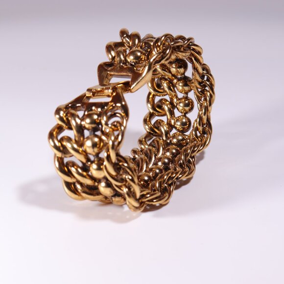 J.Crew Golden Tone Chunky Heavy Statement Bracelet Vintage - Picture 5 of 6